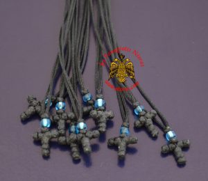 Κομποσχοίνι Σταυρός λαιμού με μπλε χάντρα