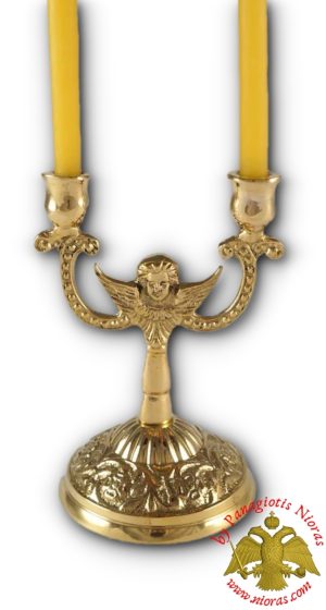Double Brass Candle Holder Brass - Angel Design Candlestick for Home Altar