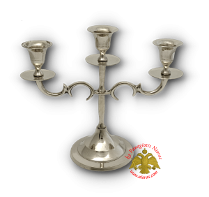 Traditional Three Case Candle Stand Nickel Plated h:19x22cm
