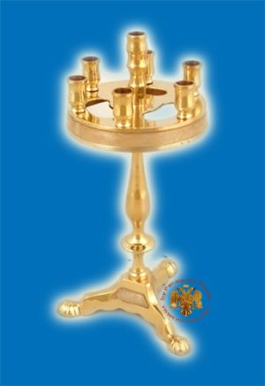 Metal Brass Candle Stand Round White 21cm