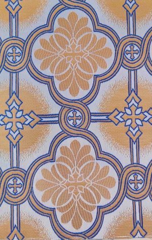 Orthodox Clerics Vestment Fabric White Base with Blue Cross Details