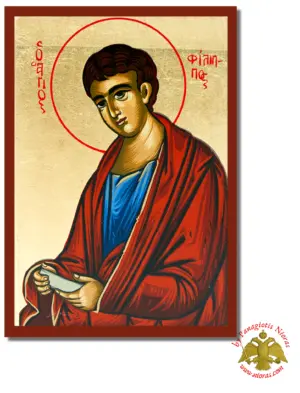 Saint Philip Byzantine wooden icon on canvas