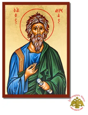 Saint Andrew the Apostle Byzantine Wooden Icon on Canvas