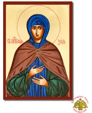 Saint Zoi Byzantine Wooden icon on canvas