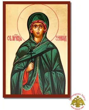 Saint Zinaida Byzantine Wooden icon on canvas