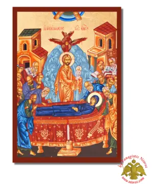 Theotokos Panagia The Assumption Byzantine Wooden Icon on Canvas