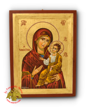 Εικόνα Αγιογραφία Παναγία Οδηγήτρια σε Σκαφτο Ξύλο 23x31cm