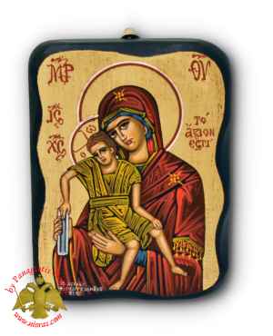 Εικόνα Αγιογραφία Παναγία Αξιον Εστί Ακανόνιστο Ξύλο 10x13cm