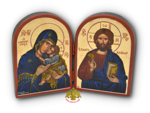 Hagiography Wooden Diptych Theotokos Christ 20x28cm