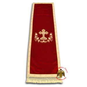 Orthodox Icon Stand Velvet Cover with Gold Knitting Cross Embroidery