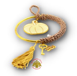 Lucky Charm Metal Pumpkin Gold Plated with Brown Cord