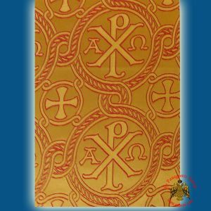 Orthodox Vestment Cloth Liturgical Golden Fabric With Burgundy ARXO Details 6610