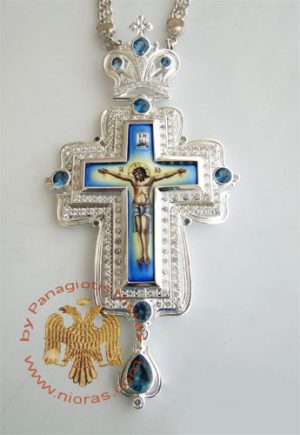 Pectoral Cross Design 171b Silver Plated Brass Zirgon Stone