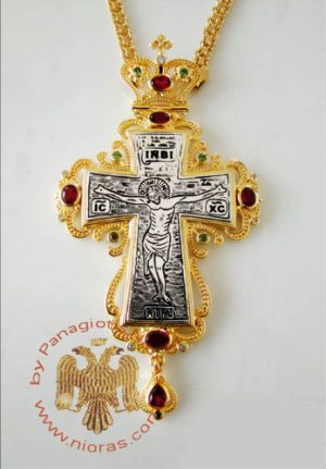 Pectoral Cross Design 186c Gold Plated Brass Zirgon Stone