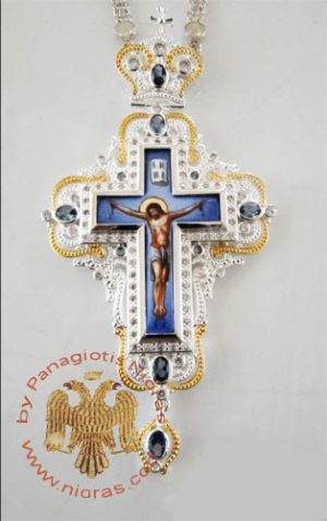 Pectoral Cross Design 190d Silver Plated Brass Zirgon Stone