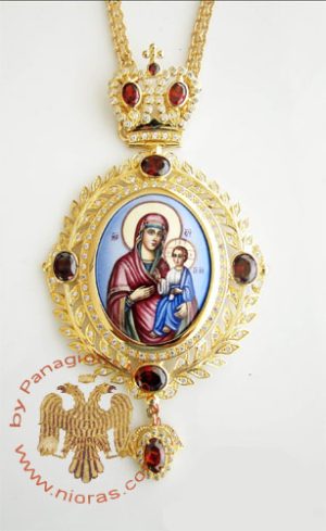 Εγκόλπιο Παναγία Σχέδιο 120a Επίχρυσο Με Πέτρες Zirgon
