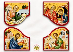 Orthodox Apostle Set of 4 Silk Print for the Holy Table Colored