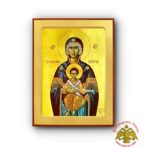 Holy Theotokos Eleftherotria Wooden Byzantine Icon Original Theme Monk Michael Mount Athos