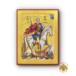 Αγιος Μηνας Εφιππος Ξύλινη Βυζαντινή Εικόνα