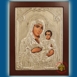 Theotokos Panagia Jerusalem Silver Plated Icon