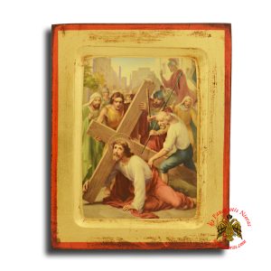 Icon of Station 3 Christ Falls Under the Weight of the Cross for the First Time