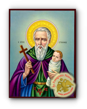 Saint Stylianos Neoclassical Wooden Icon