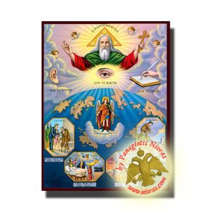 Holy Wooden Icon God Pantocrator NeoClassical Style