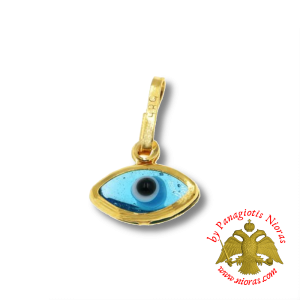 Gold Pendant with Glass Evil Eye 5x8mm K14