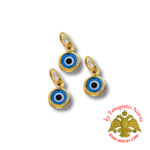 Gold Evil Eye Pendant 4mm K14 BRIGHT BLUE