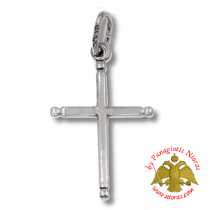 Μενταγιόν Χρυσό Σταυρός Λευκός 1.6cm K14