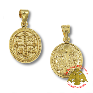 Gold Constantinato Oval Hollow Coin 12x15mm K9