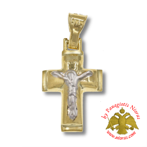 Gold Matte Pendant Cross Jesus Christ 20x13mm K14