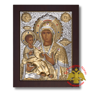 Virgin Mary Triherousa Silver plated metal icon