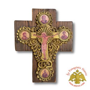 Orthodox Byzantine Style Cross on Wood 11x13cm