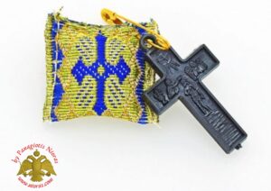 Filakto Blue with Cross Rectangular Hand Made in Tinos Holy Island set of 2 pcs