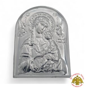Μαγνητική Εικόνα Παναγία Αμόλυντος με Αγγέλους Επάργυρο Πλαίσιο 45x55mm