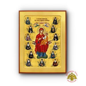 Holy Virgin Mary with Christ Defender of Holy Monastic Fathers Byzantine Wooden Icon