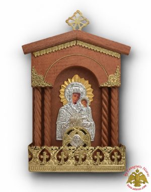 Traditional Orthodox Iconostasis with Electric Lamp Wooden Coloured 13x22cm