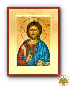Jesus Christ Light Giver Byzantine Wooden Icon on Canvas