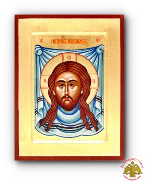 Χριστός Άγιο Μανδήλιο Ξύλινη Βυζαντινή Εικόνα Μεταξοτυπία