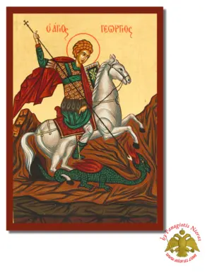 Τhe Saint George Byzantine Wooden Icon on Canvas