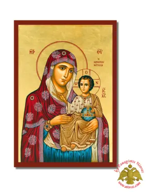 Virgin Mary of Jerusalem Byzantine Wooden Icon on Canvas