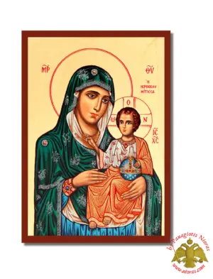 Virgin Mary of Jerusalem Byzantine Wooden Icon on Canvas