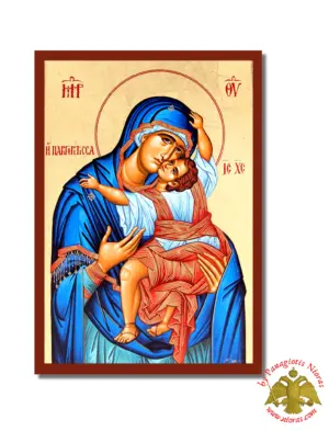 Virgin Mary Comforter Byzantine Wooden Icon on Canvas