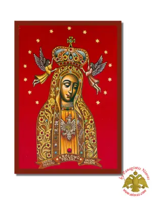 Virgin Mary of Lichen Byzantine Wooden Icon on Canvas