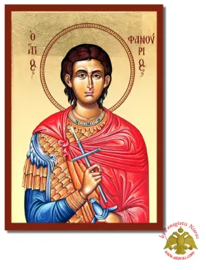 Τhe Saint Phanourios Byzantine Wooden Icon on Canvas