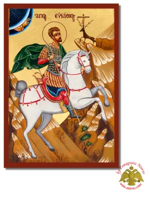Τhe Saint Eustathius Byzantine Wooden Icon on Canvas