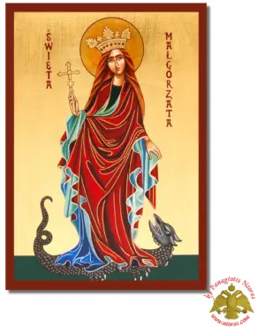 The Saint Malgorzata Byzantine Wooden Icon on Canvas