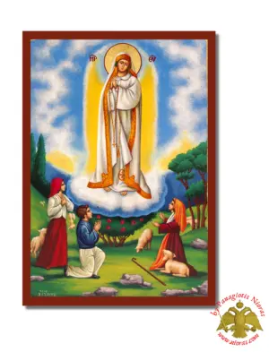 Virgin Mary of Fatima Byzantine Wooden Icon on Canvas