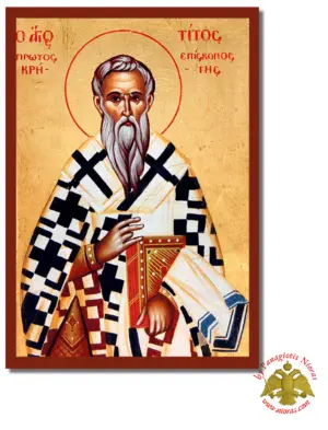 The Saint Titus Byzantine Wooden Icon on Canvas